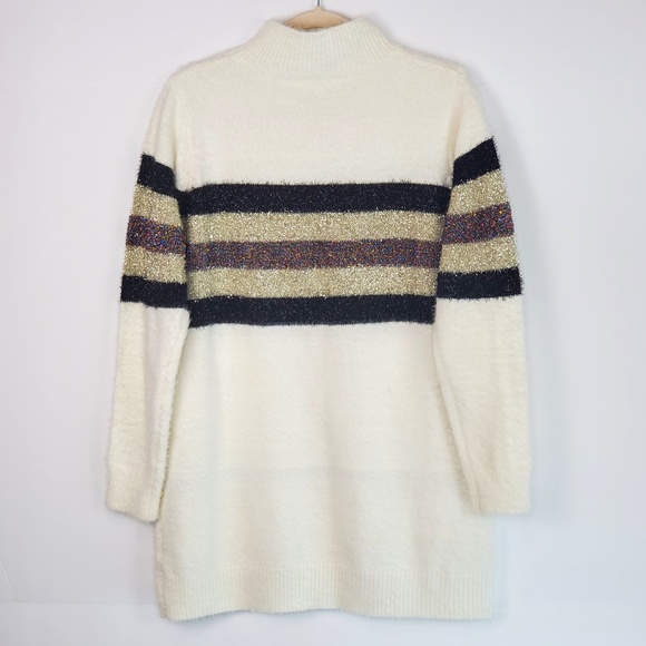 Adora Fuzzy Glitter Stripe Long Mockneck Sweater Size: M/L - Picture 2 of 6